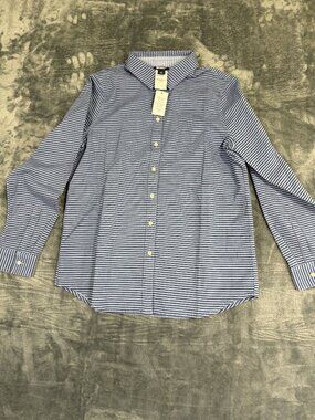 Lands End Womens Button-Down Shirt Size S Blue Striped NWT